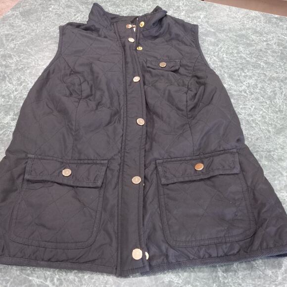 Charter Club Puffer Vest Womens Small Black Cheetah Sleeveless Diamond Quilt - Picture 7 of 10